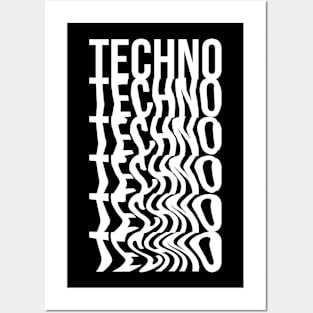 techno text Posters and Art